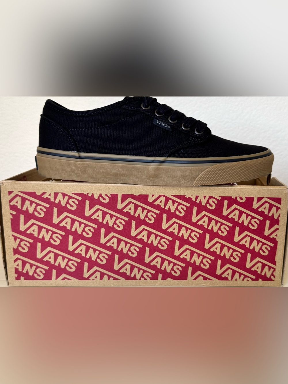 Vans Atwood Black Gum Canvas Sneakers Men’s Size 7 Low Top Skate Shoes EUC